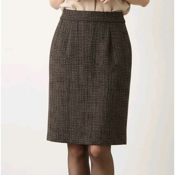​Calvin Klein Black White Tweed Pencil Skirt Sz 2 Classic Prep Academia Workwear - Picture 1 of 9